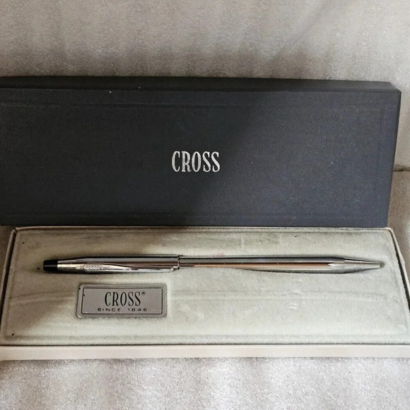 Vintage 1982 CROSS Chrome Ball Point Pen #3502 NEW in Box, Paperwork NOS - Picture 3 of 7